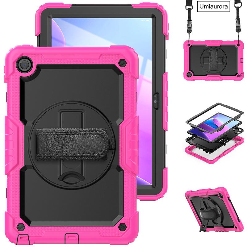 For Lenovo Tab M10 Plus 10.6" TB128FU 3rd Gen 10.1 Inch TB328FU X306F X606F Shockproof Rugged Tablet Case Hand Strap Stand Funda