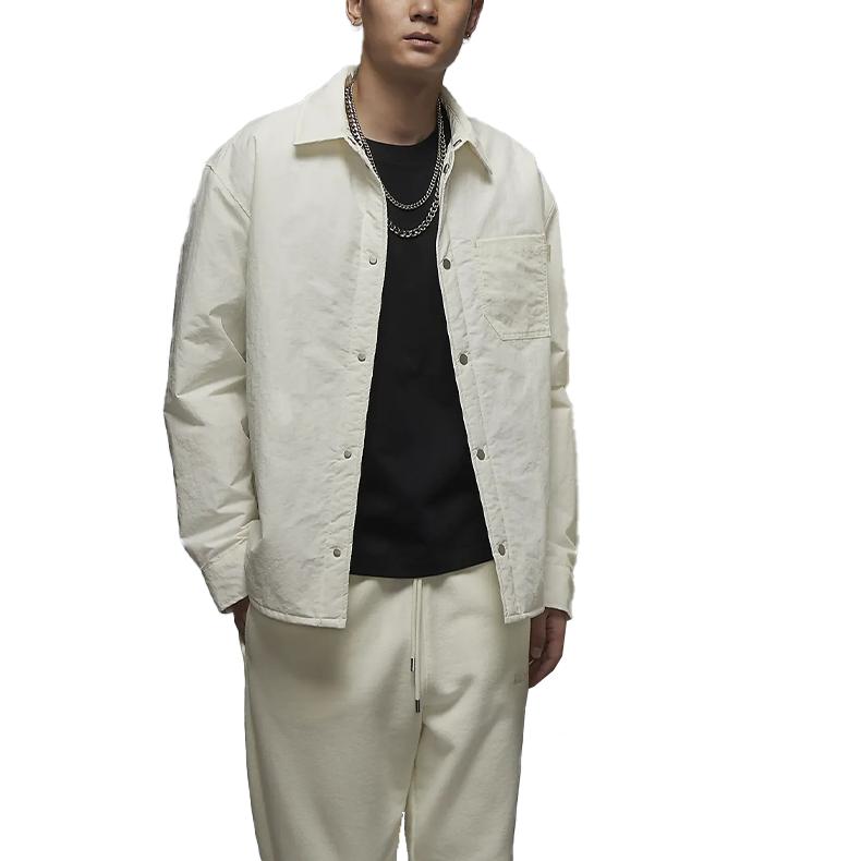 Jordan Air Waterproof Button Down Solid Color Letter Long Sleeve Shirt Men Shirts Sail-White FV7433133