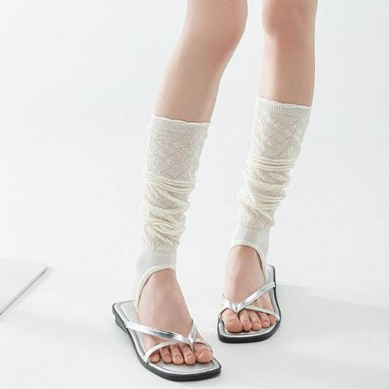 Women's Japanese Retro Ruffle Calf Socks - Breathable, Hollow, Thin, Spring/Summer, Foot-Treading, Long Boot Socks.
