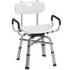 Height-Adjustable Swivel Shower Chair with Armrests, Backrest, 150 Kg Capacity, White