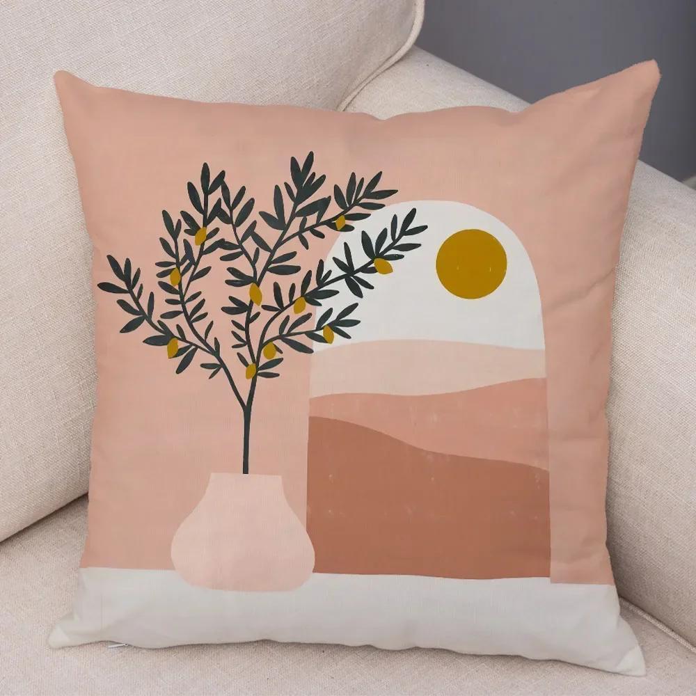 Nordic Style Plant Tree Cushion Cover Decor Geometric Abstract Modern Art Pillow Case for Sofa Home Super Soft Plush Pillowcase