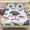 Dinosaur Fitted Sheet Set Double Size For Kids Boys Teen Dino Bedding Set Decorative Bedspread Cover Deep Pocket With Pillowcase