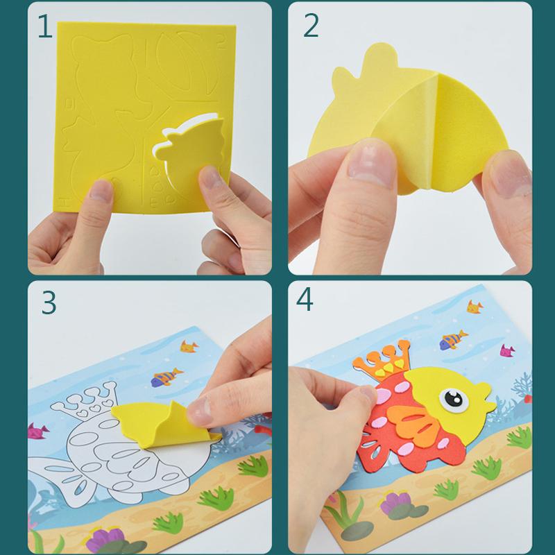 10Pcs 3D EVA Foam Sticker Puzzle Game DO-IT-YOURSELF Cartoon Animal Craft Playthings Children Drawing Toy Learning Education Playthings Ideal for