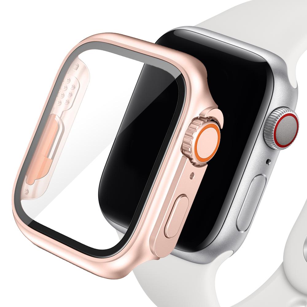 Change to Ultra for Apple Watch Case Series 8 7 45mm 41mm Screen Protector Cover Glass+Case for iWatch 4 5 6 SE 44mm 40mm Bumper