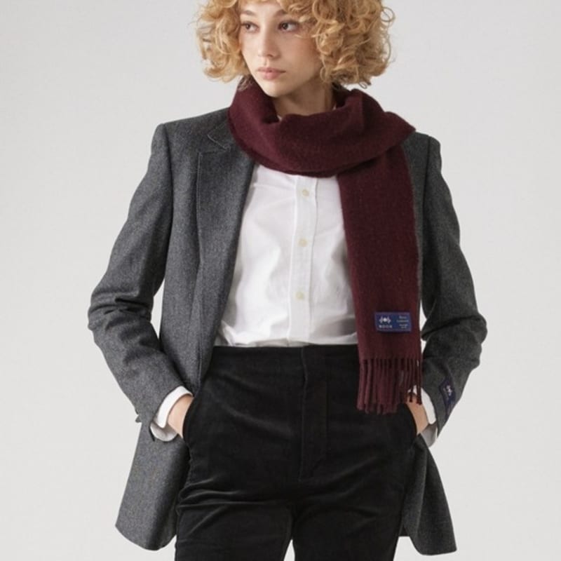 ABRAHAM MOON Merino Wool Muffler 25cm - Claret