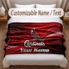 St. Louis Cardinals Printed Flannel Blanket Custom Name Text Soft Warm Throw For Bedroom Holiday Gift