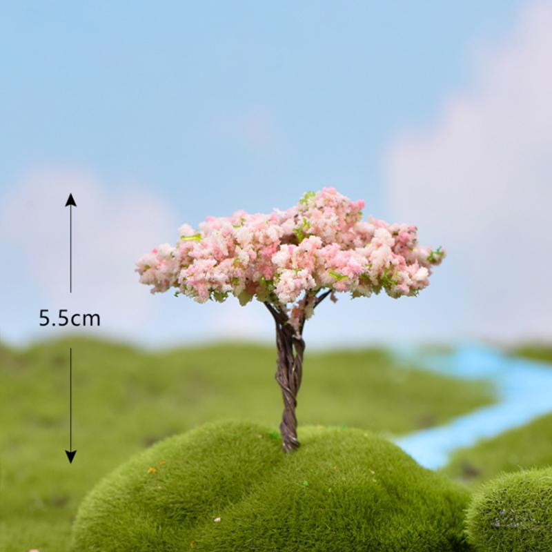 Mini Cherry Blossom Bonsai: Artificial Green Plant Decoration for Micro Landscapes.