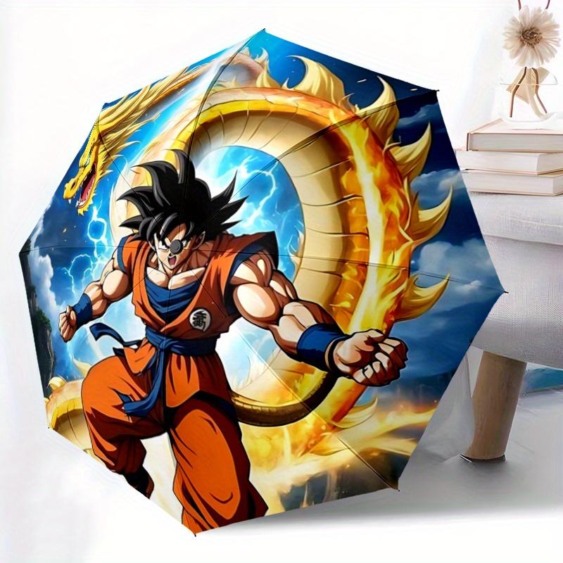 1pc Dragon Ball Z Goku's Epic Battle with Shenron Pattern Automatic 3-Fold Umbrella, 8 Iron Frames, High-Value Folding Umbrella, Suitable for Office,
