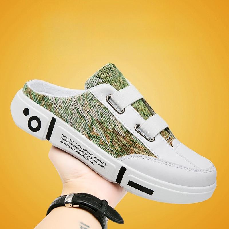 2025 Summer New Men's Backless Slip-On Closed-Toe Breathable Trendy Casual Beach Shoes Lazy Style
