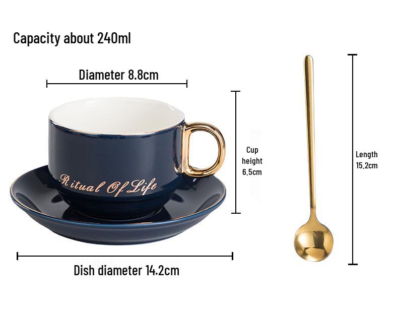Luxury European-Style Golden Handle Ceramic Coffee Cup & Saucer Set