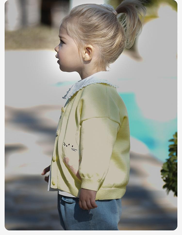 David Bella Children's Sweater Cardigan Autumn Dress Girls' Pure Cotton Knitted Shirt Baby Stylish Top