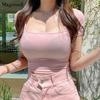 Casual Cotton Slim T-Shirt Women Short Sleeve Tee Shirt Sexy Crop Tops 2022 Summer Square Collar White Tshirt Blusas Mujer 20505