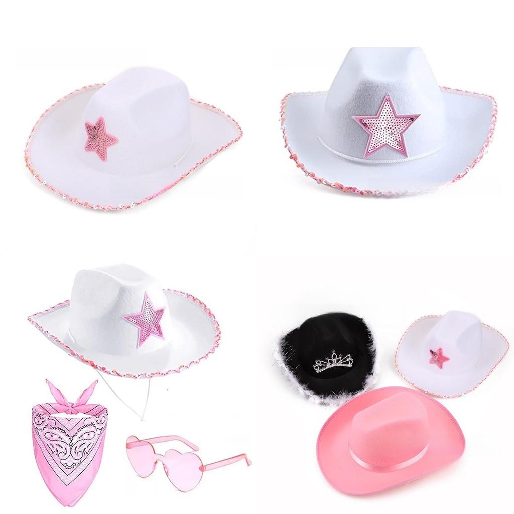 Star Pointed Five Cowboy Hat Costume Set Silk Scarf Motif Party Celebrations