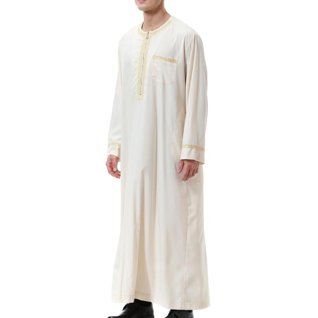 Langes Gewand Herren Kaftan Herrenkleidung Abaya Strapazierfähig Lässiges Hemdkleid Roben Naher Osten