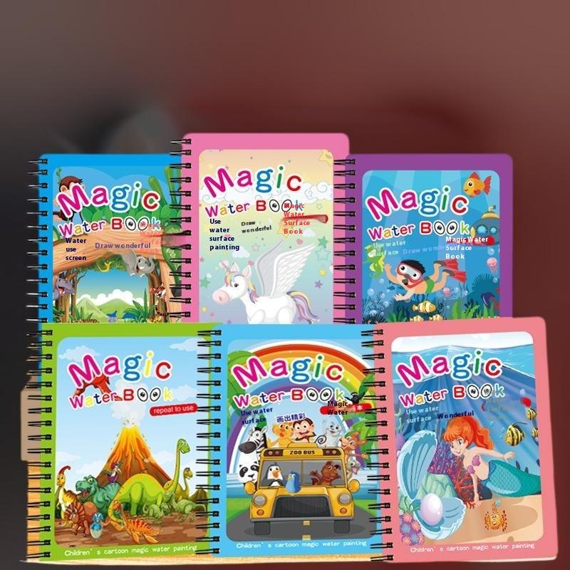 1 Book+1 Pen Reusable Coloring Book Water Painting Book Sensory Early Education Puzzle Drawing Toys