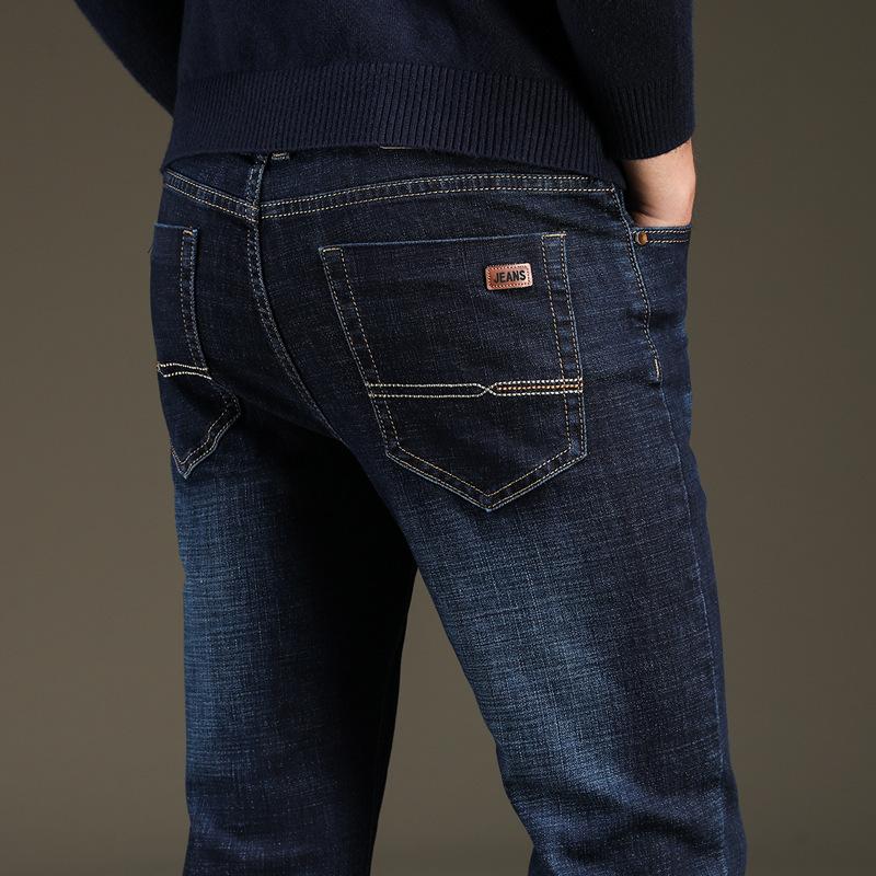 Men's Straight-Leg Slim-Fit Jeans Youthful and Trendy Mid-Rise Fashionable Men's Long Trousers