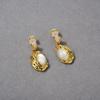 Retro Metal Pleated Copper Plated With 18K Real Gold Inlaid With White Shells, Simple Temperament Versatile Earrings Necklace