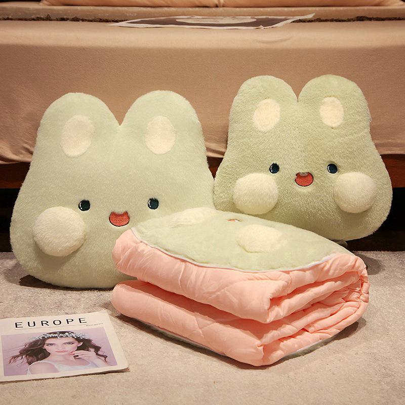 Adorable Rabbit 3-in-1 Air Conditioning Blanket, Throw Pillow, and Nap Pillow for Stomach Sleeping