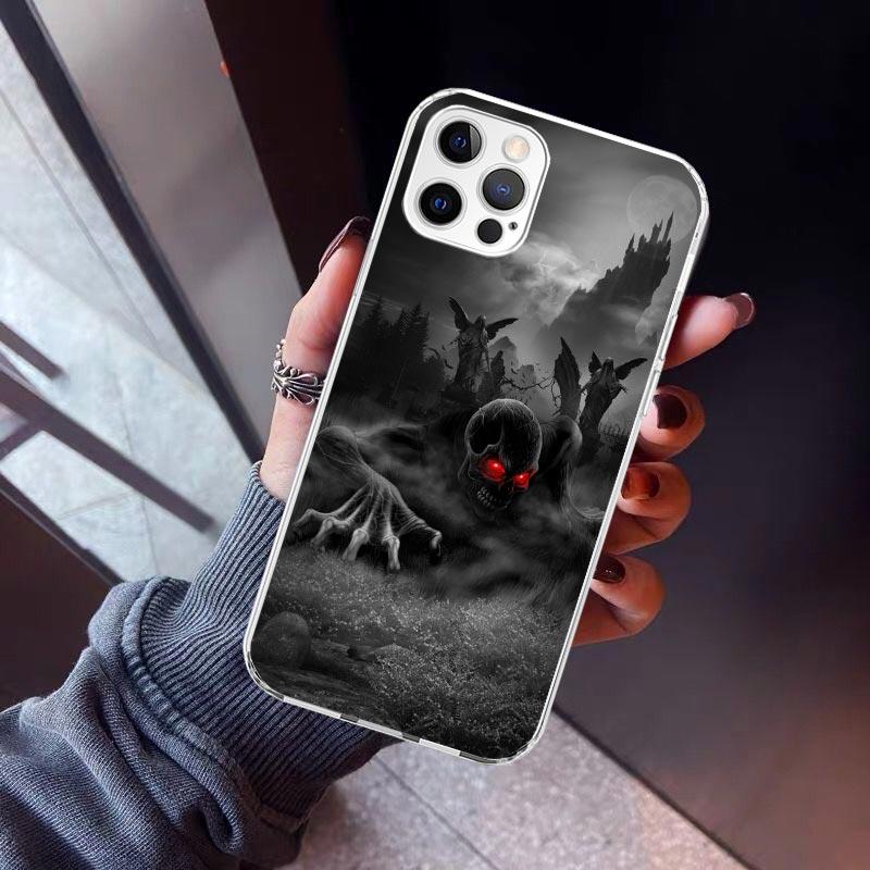 Reaper Skull Skeleton Gun Phone Case For iPhone 17 Air 11 13 Mini 14 15 Plus 16 12 Pro Max 16E SE 7 8 Pattern Soft TPU Back Cove