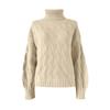 Women's Lazy Style Loose Short Long-sleeved Cable Knit Sweater