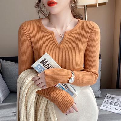 Süße V-ausschnitt Pullover Frauen Pullover Herbst Und Winter Jumper Pullover Slim Fit Langarm Tops Solide Strickwaren Kleidung 24423