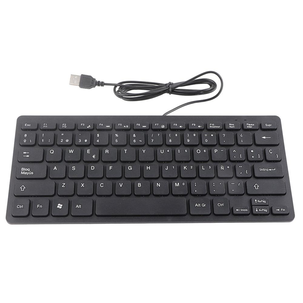 

78 Keys USB Wired Keyboard Plug and Play Mini Keyboard Portable Spanish Keyboard Office