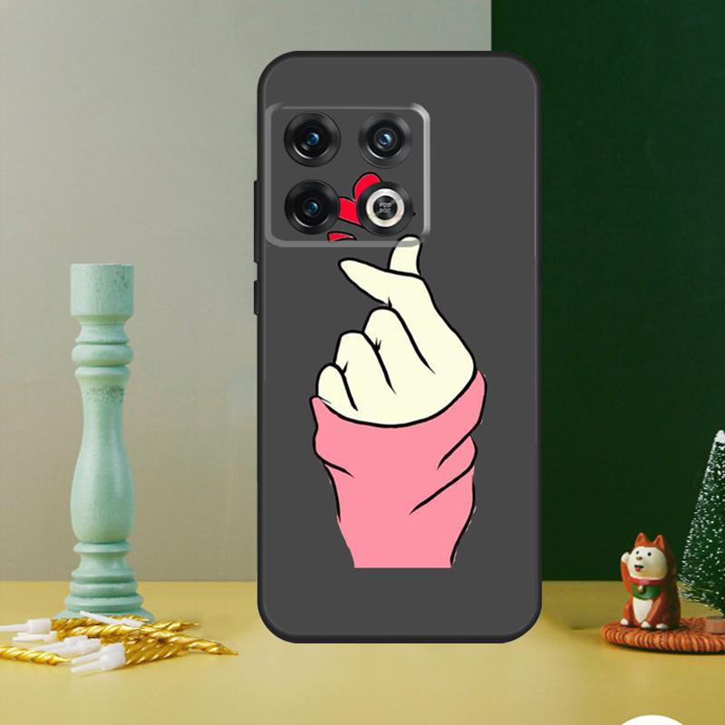 Korean Finger Heart Love Phone Case For OnePlus 13 12 11 13R 12R 10R 9 10 Pro 8T 9RT 10T Nord 4 CE 2 3 Lite N20 N30