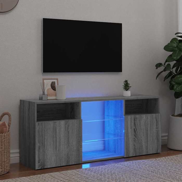 VidaXL Meuble TV avec lumières LED Sonoma gris 120x30x50 cm, meuble TV, meuble HiFi, centre de divertissement, meuble média, 815715
