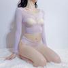 Silky Sheer Lingerie Set – Tempting Horse Oil Crop Top Sleepwear