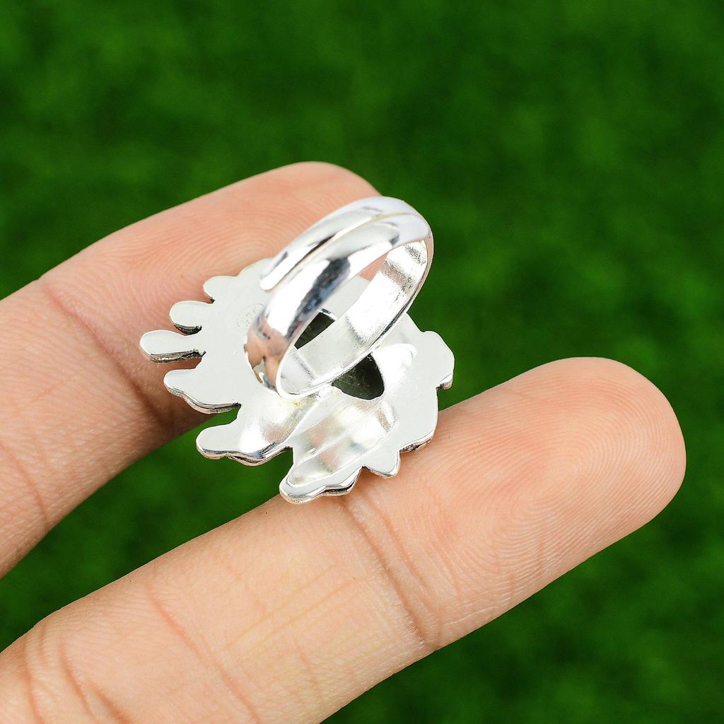 Natural Tibetan Turquoise Stackable Adjustable Ring 925 Silver For Women