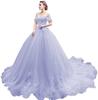 One-word Shoulder Tutu Dress Wedding Dress Birthday Party Art Test Performance Long Trailing Dress