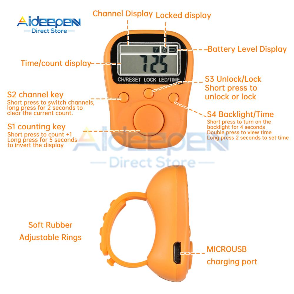Mini Finger Counter LCD Electric Digital Display With Light Tally Counter Stitch Marker Sewing Knitting Weave Buddha Pray Soccer 1