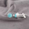 Natural Blue Cat's Eye Gemstone 925 Sterling Silver Handmade Men Cufflinks 0.51" CL-3-27