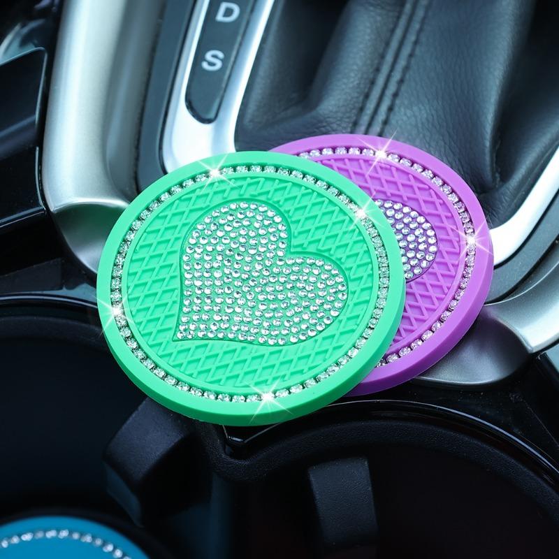 Sottobicchiere a Diamante a Forma di Cuore per Auto Portabicchieri Automatico Tappetino Antiscivolo in Silicone Accessori Decorativi per Interni Auto
