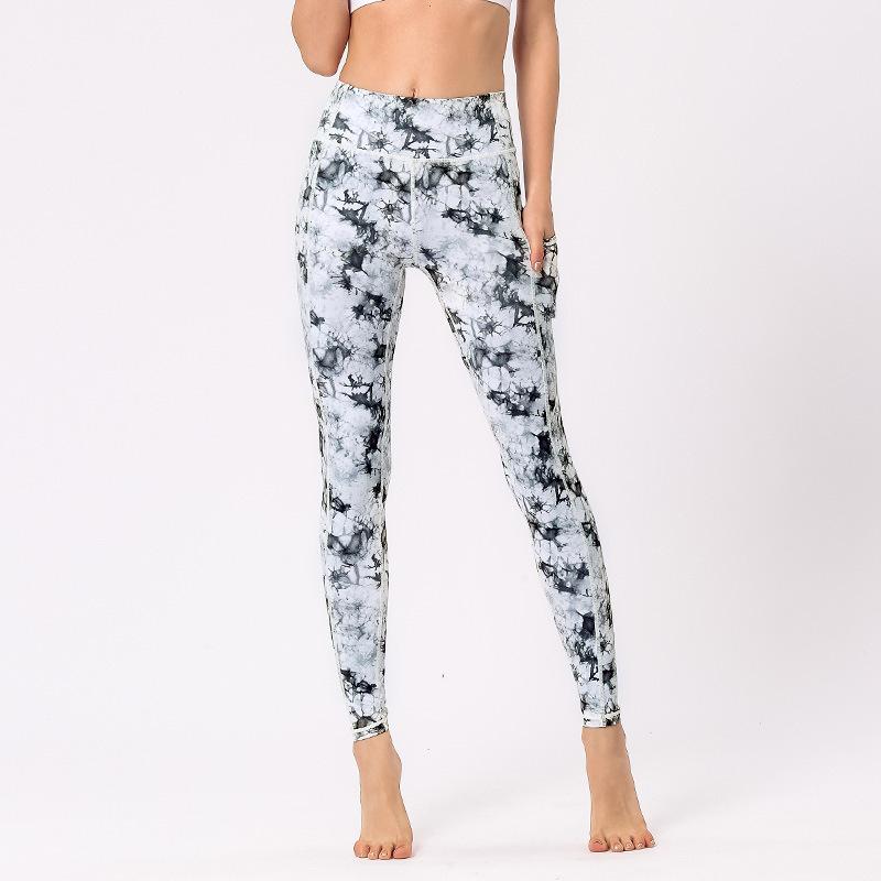 New women's yoga pants with pockets outdoor fitness yoga leggings high elastic print sports leggings