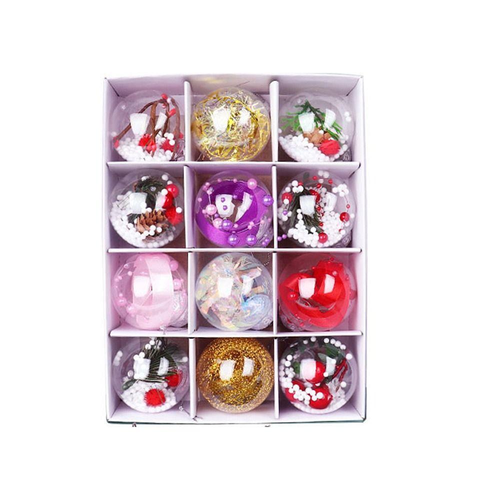 12pcs 6cm Transparent Christmas Balls PET Merry Christmas Tree Decor  Hotel Office Decor