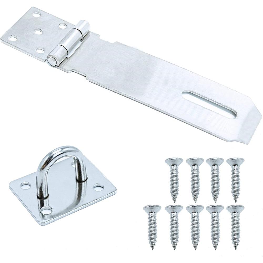 Door Padlock Hasp, 3 Inch Stainless Steel Hasp And Staple Shed Lock Latch Heavy Duty Gate Security For Window Cabinet Pet Cage Crate,Silver