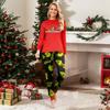 Family Matching Printed Long Sleeve Round Neck Pajama Set with Pants for Parents and Kids