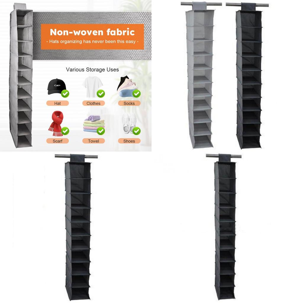 Lightweight Nonwoven Shoe Organizer With Tiered Hanging System For Closet And Wall Use