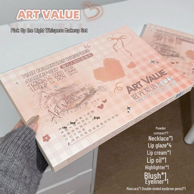 Art Value Time Whisper Makeup Set: Lip Gloss, Blush, Eyeshadow, Powder, Necklace