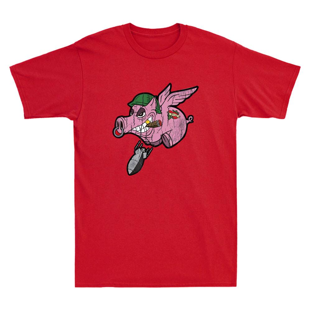 Wwii Vintage Flying Pig Military Funny Pig Pilot With Bomb Graphic Unisexs Tshirt