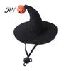 Elastic Strap Pet Hat Halloween Cat Wizard Hat, Bent Pointed with Pumpkin Bell, Small Dog Sequined Bow Festive for Cats Dogs