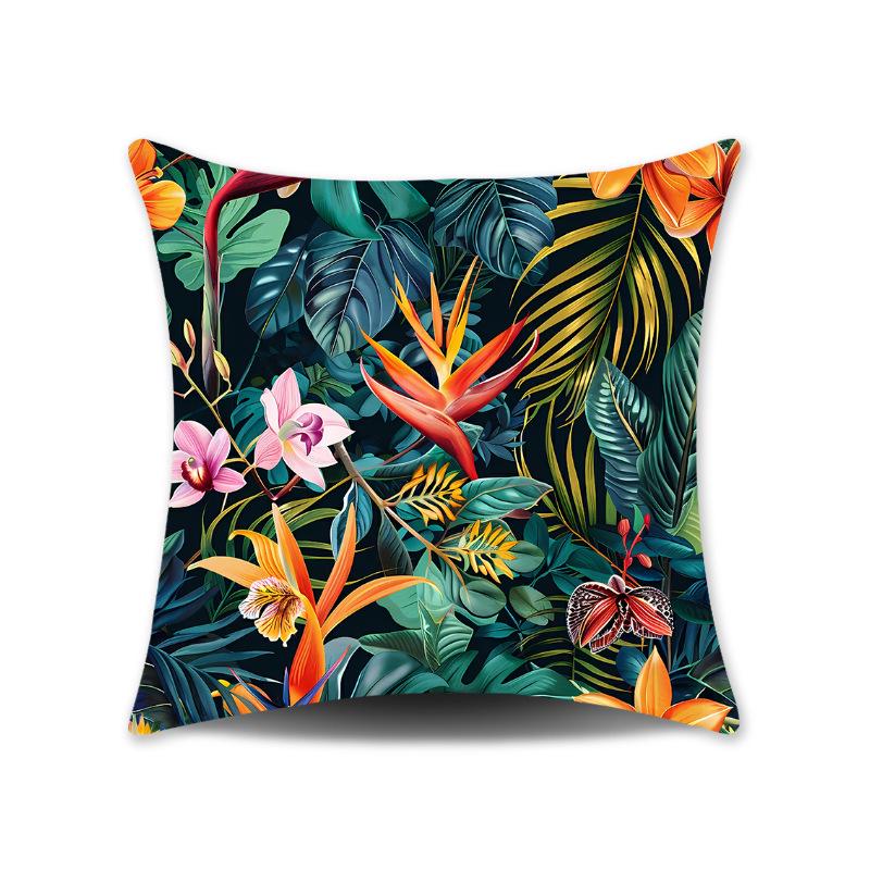 Green Leaves Plush Cushion Cover for Sofa or Bedroom