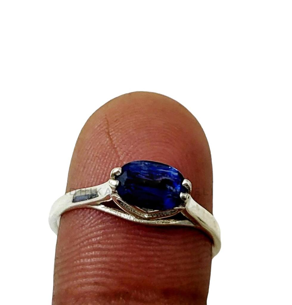 Bague en argent sterling 925 avec pierre précieuse kyanite naturelle, taille 7,5 US