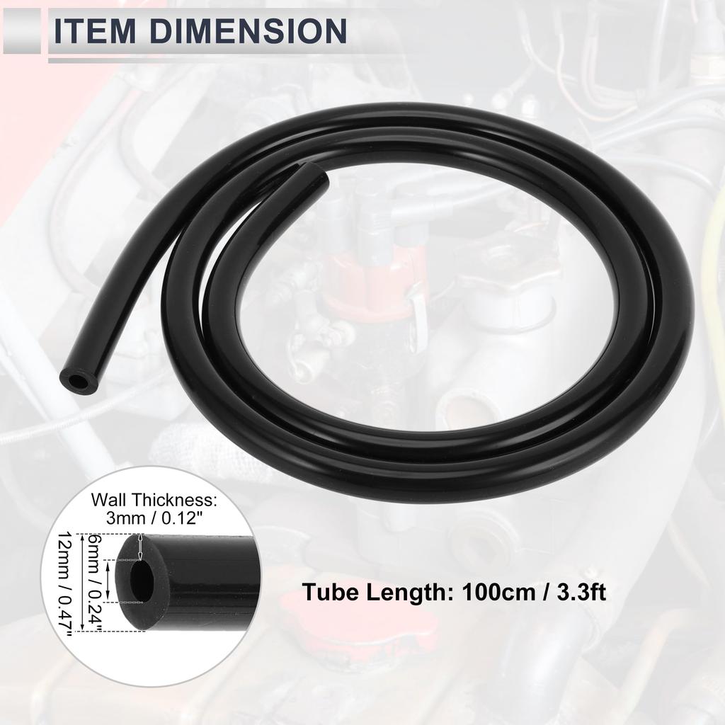RATCHROLL 1pc Universal Silicone Vacuum Tube Hose High Temperature 3.3FT 1/4" 6mm ID 3.0mm