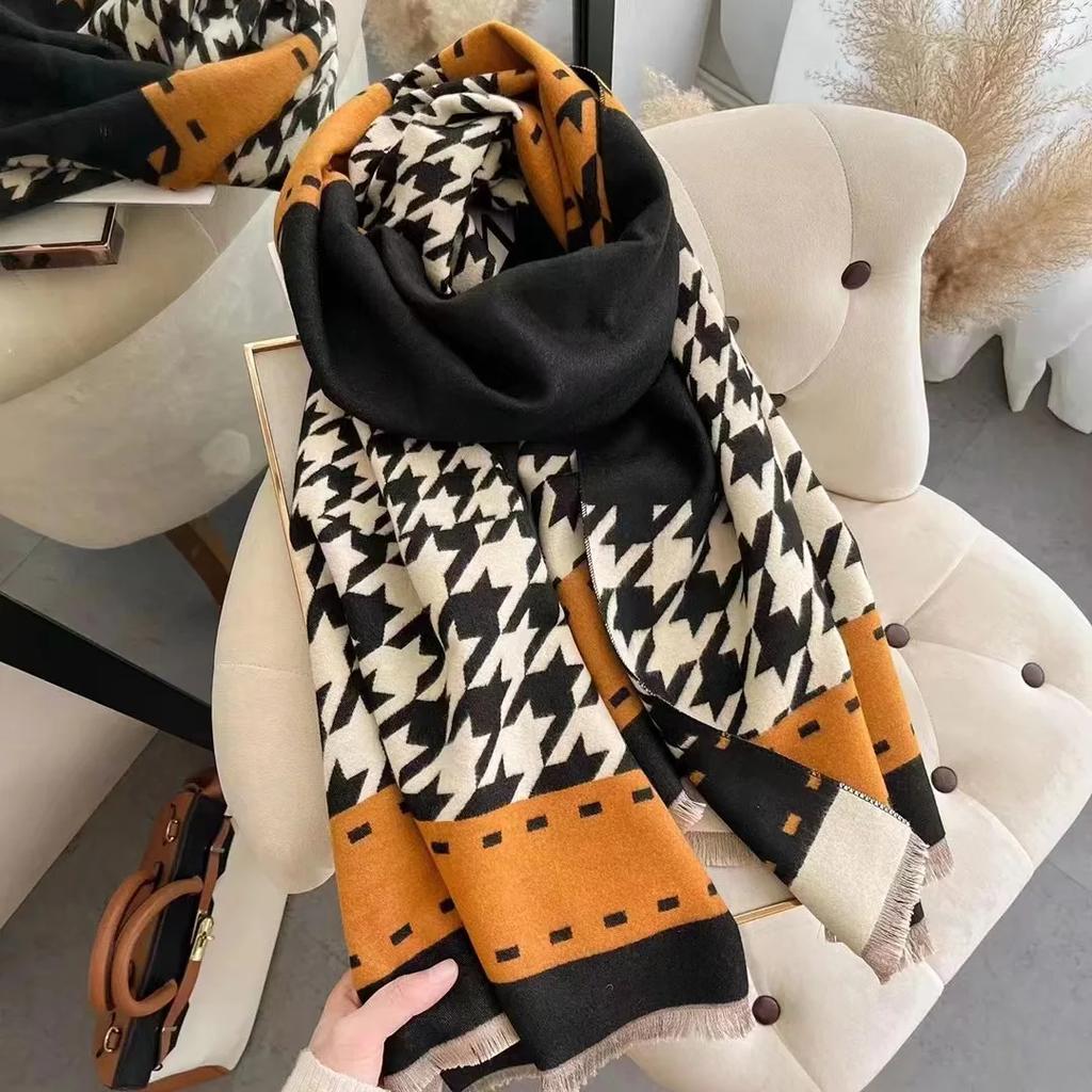 180*65 Thick Warm Winter Scarf Design Print Women Cashmere Pashmina Shawl Lady Wrap Scarves Knitted Men Foulard Blanket