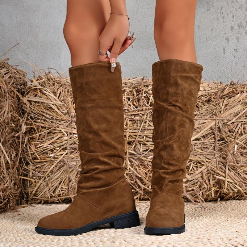 Winter Suede Comfortable Elegant Boots for Women Fashionable New Round Toe Sexy Thick Casual High Quality Knight Boots