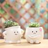 Smiley Face Mini Plant Pot Resin Succulent Planter for Home Office Desk Decorative Ornament Fairy Garden Flowerpot Decoration