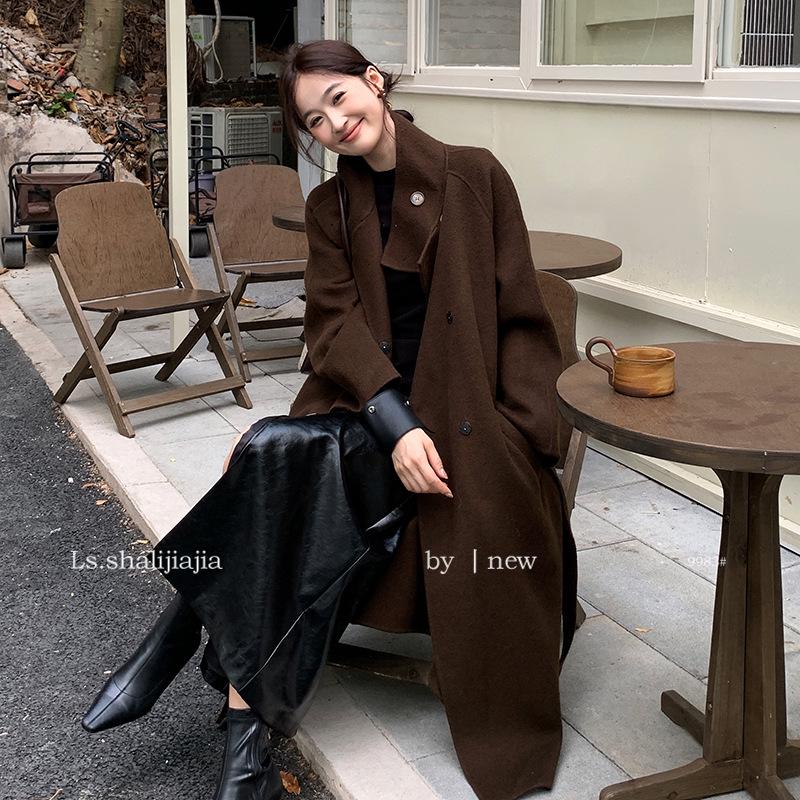 LS 2024 Women's High-End Cashmere Trench Coat - High Neck, Warm, Relaxed Fit