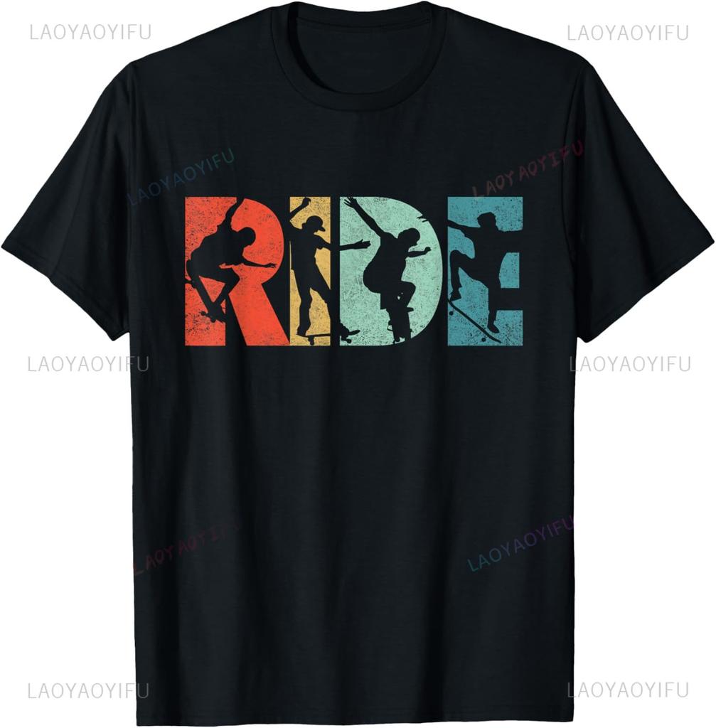Skateboard Ride Skateboarding Vintage Gift for Skateboarder TShirt Unisex Summer Streetwear Tops Vintage T Shirt Camisas